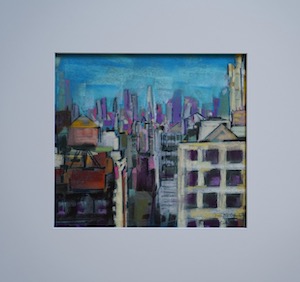 <b>#100 - Unframed Pastel Cityscape – Matted Size 19” x 18” (3½” mat) - $350</b><br/>Image Size 12” x 11”<br/>Unframed<br/><br/>