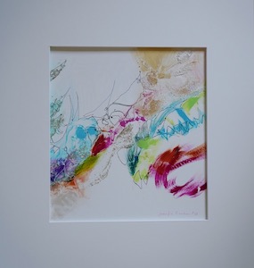 <b>#108 - Unframed Mixed Media Abstract – Matted Size 18” x 19” (3½” mat) - $350</b><br/>Image Size 11” x 12”<br/>Unframed<br/><br/>