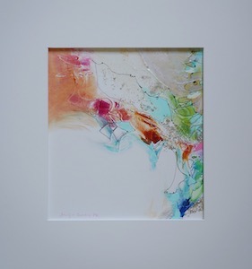 <b>#109 - Unframed Mixed Media Abstract – Matted Size 18” x 19” (3½” mat) - $350</b><br/>Image Size 11” x 12”<br/>Unframed<br/><br/>