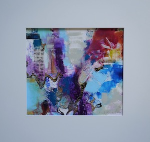 <b>#112 - Unframed Mixed Media Abstract – Matted Size 19” x 18” (3½” mat) - $350</b><br/>Image Size 12” x 11”<br/>Unframed<br/><br/>