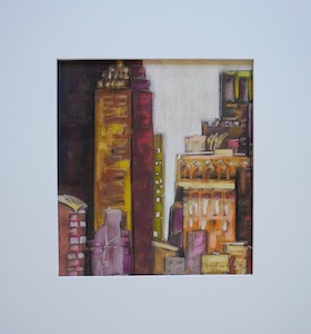 <b>#120 - Unframed Pastel Cityscape – Matted Size 18” x 19” (3½” mat) - $350</b><br/>Image Size 11” x 12”<br/>Unframed<br/><br/>