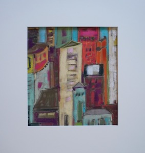<b>#121 - Unframed Pastel Cityscape – Matted Size 18” x 19” (3½” mat) - $350</b><br/>Image Size 11” x 12”<br/>Unframed<br/><br/>