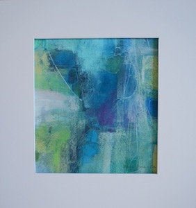 <b>#124 - Unframed Mixed Media Abstract – Matted Size 18” x 19” (3½” mat) - $350</b><br/>Image Size 11” x 12”<br/>Unframed<br/><br/>