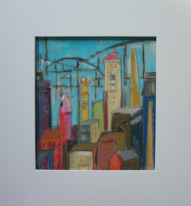 <b>#37 - Unframed Pastel Cityscape – Matted Size 18” x 19” (3½” mat) - $350</b><br/>Image Size 11” x 12”<br/>Unframed<br/><br/>