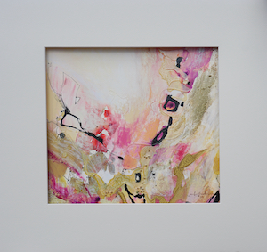 <b>#44 - Unframed Mixed Media Abstract – Matted Size 19” x 18” (3½” mat) - $350</b><br/>Image Size 12” x 11”<br/>Unframed<br/><br/>