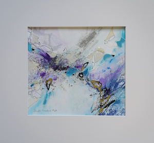 <b>#61 - Unframed Mixed Media Abstract – Matted Size 19” x 18” (3½” mat) - $350</b><br/>Image Size 12” x 11”<br/>Unframed<br/><br/>