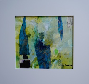 <b>#86 - Unframed Mixed Media Abstract – Matted Size 19” x 18” (3½” mat) - $350</b><br/>Image Size 12” x 11”<br/>Unframed<br/><br/>