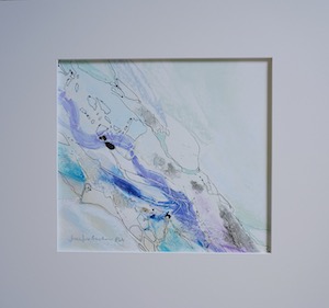 <b>#89 - Unframed Mixed Media Abstract – Matted Size 19” x 18” (3½” mat) - $350</b><br/>Image Size 12” x 11”<br/>Unframed<br/><br/>