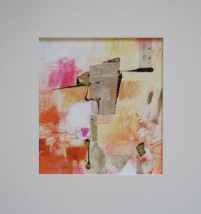 <b>#96 - Unframed Mixed Media Abstract – Matted Size 18” x 19” (3½” mat) - $350</b><br/>Image Size 11” x 12”<br/>Unframed<br/><br/>