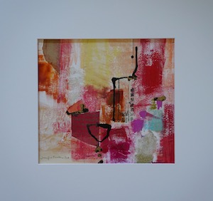 <b>#97 - Unframed Mixed Media Abstract – Matted Size 18” x 19” (3½” mat) - $350</b><br/>Image Size 11” x 12”<br/>Unframed<br/><br/>