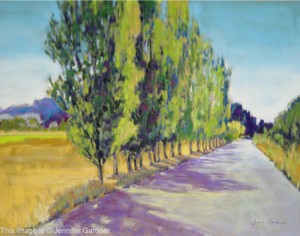 <b>Backlit Poplars, Provence</b><br/>Image Size 24 x 18<br/>Framed Size 32 x 26<br/>Sold<br/>