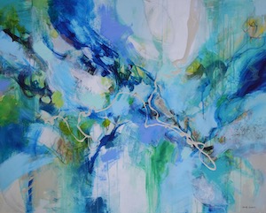 <b>Blue and Green Flow 1 (Acrylic)</b><br/>Image Size 40 x 32<br/>Framed Size 41 x 33<br/><br/>