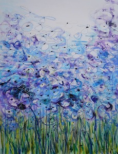 <b>Blue and Purple Flower Series 11</b><br/>Image Size 22 x 30<br/>Framed Size 33 x 41<br/><br/>