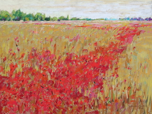 <b>Corn and Poppies X</b><br/>Image Size 24 x 18<br/>Framed Size 32 x 26<br/>Sold<br/>