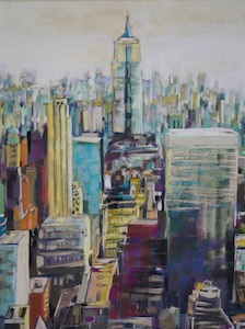 <b>Empire State, Afternoon Light</b><br/>Image Size 20 x 22<br/>Framed Size 32 x 34<br/>Sold<br/>Second Prize in Pastels, Mystic, CT Art Festival – 2013
