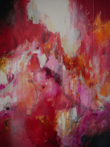 <b>Flow Red and Orange with Magenta 1 (Acrylic)</b><br/>Image Size 36 x 48<br/>Framed Size 36 x 48<br/>Sold<br/>
