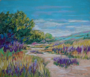 <b>Lavender Path</b><br/>Image Size 20 x 18<br/>Framed Size 28 x 26<br/>Sold<br/>