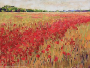 <b>Poppies and Corn V</b><br/>Image Size 24 x 18<br/>Framed Size 32 x 26<br/>Sold<br/>