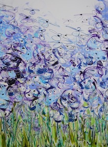 <b>Purple and Blue Flower Series 3</b><br/>Image Size 22 x 30<br/>Framed Size 33 x 41<br/>Sold<br/>