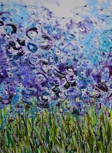<b>Purple and Blue Flower Series 5</b><br/>Image Size 22 x 30<br/>Framed Size 33 x 41<br/><br/>
