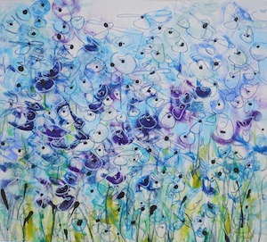 <b>Purple and Blue Flower Series 7</b><br/>Image Size 22 x 20<br/>Framed Size 33 x 31<br/><br/>