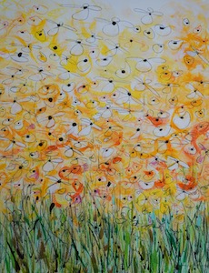 <b>Yellow and Orange Flower Series 2</b><br/>Image Size 22 x 30<br/>Framed Size 33 x 41<br/>Sold<br/>