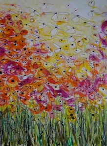 <b>Yellow Flower Series 12</b><br/>Image Size 22 x 30<br/>Framed Size 33 x 41<br/>Sold<br/>